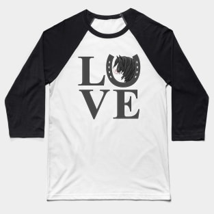 Black and White Gypsy Vanner Draft Horse LOVE Baseball T-Shirt